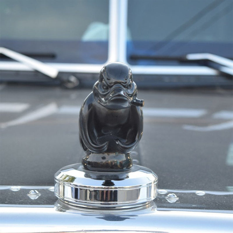Chromen Eendfiguur Ornament Zwart Rubber Zilver Auto-emblemen Motorkapfiguur Decoratief Accessoire Automotive | Sulvida