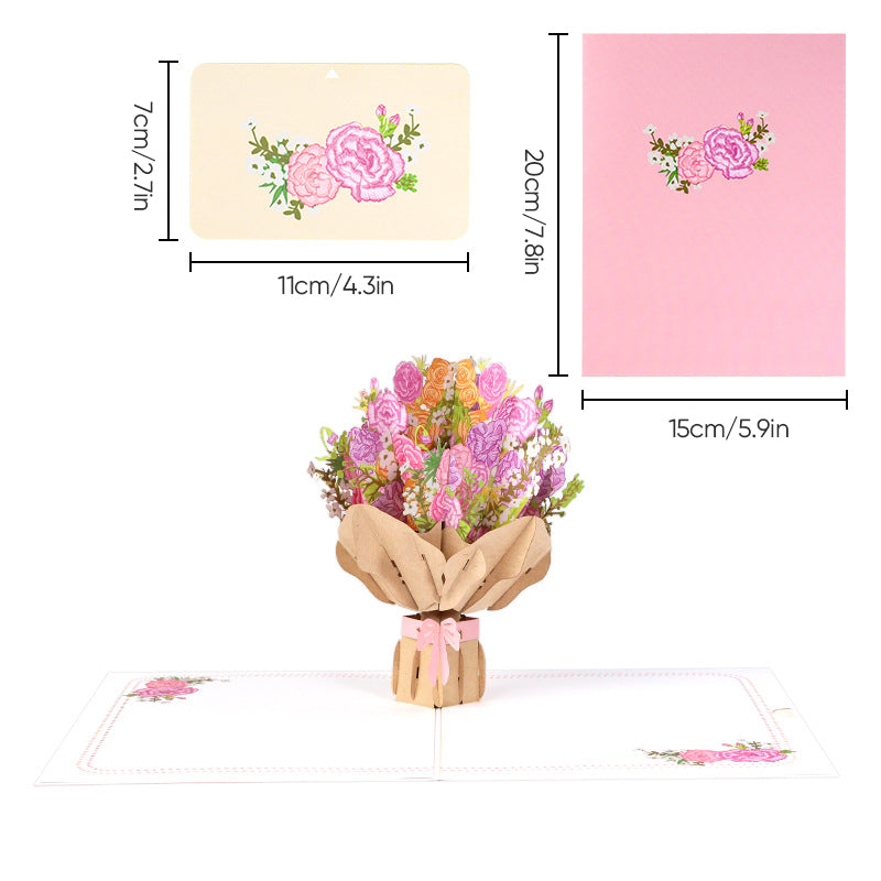 3D Pop-up Wenskaart met Bloemen voor Moederdag Verjaardag Jubileum Valentijn Liefde Felicitatie Cadeau | Sulvida