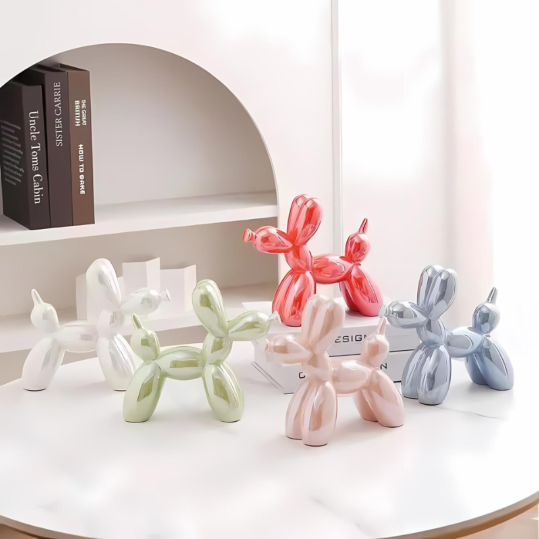 Sculpture décorative de chien ballon en céramique 18 × 22 cm, accessoire de luxe coloré pour la maison, design moderne | Sulvida
