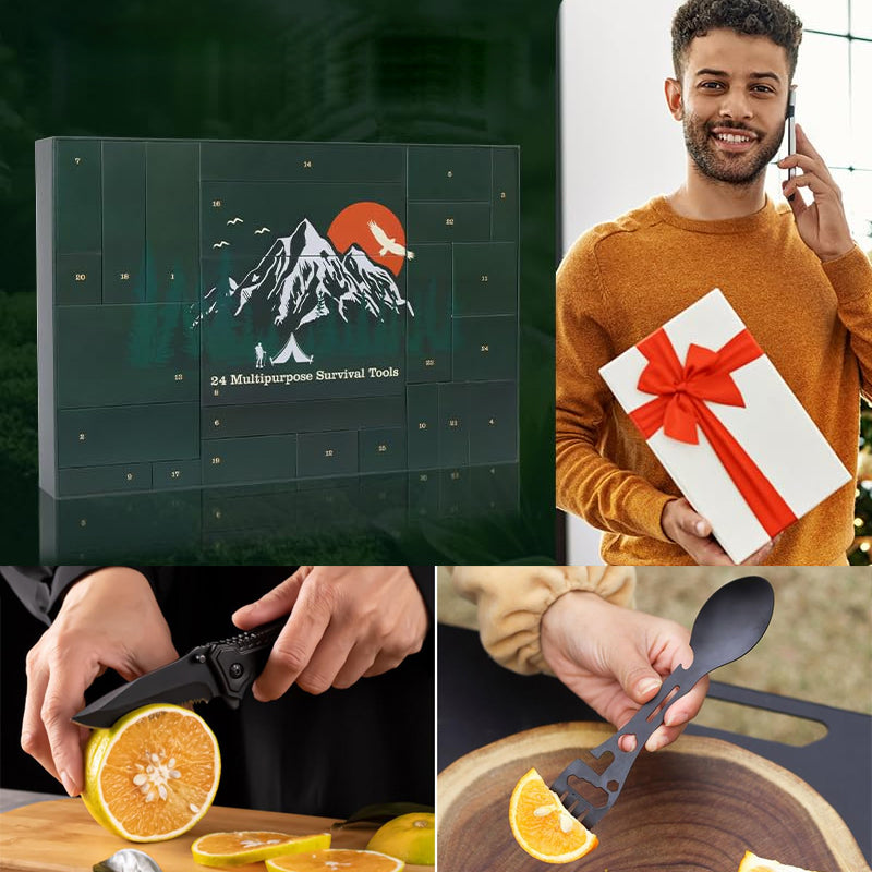 24-Daagse Adventskalender Survival Outdoor Kampeeruitrusting Gereedschap voor Natuurliefhebbers Cadeau-idee | Sulvida