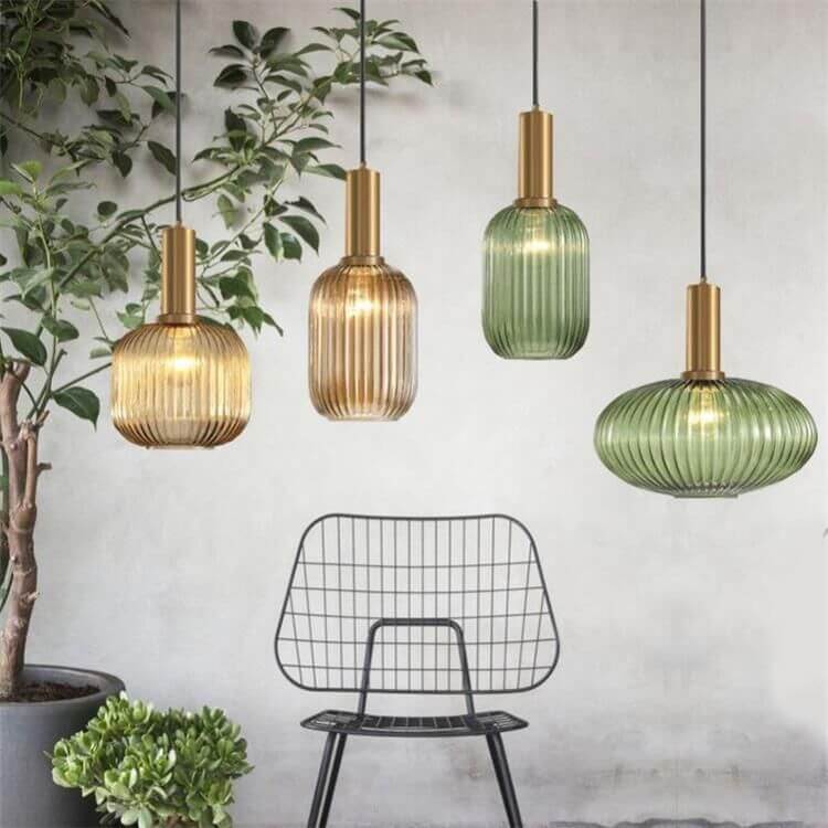 Glazen hanglamp met gestreept design één lichtpunt modern minimalistisch sfeervol woonkamer eetkamer | Sulvida
