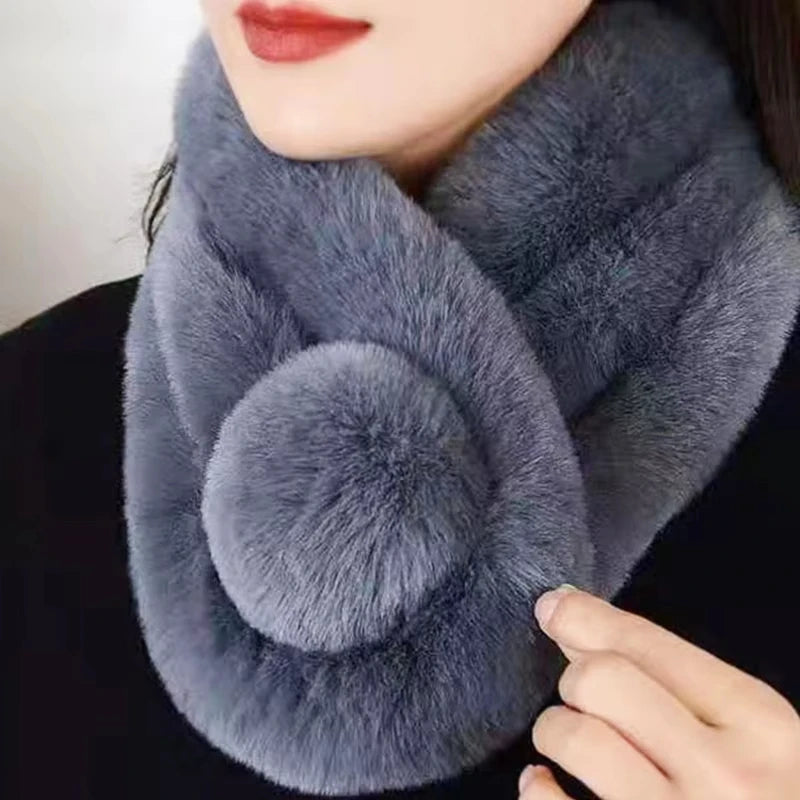 Nepbont Wintersjaal Dames Pluche Kraag Nekwarmer Luxe Zachte Halsdoek Herfst Winter Warme Stola Accessoire | Sulvida