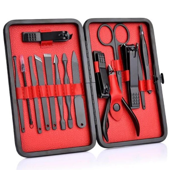 Profesjonalny 15-elementowy zestaw do manicure z etui podróżnym, do manicure, pedicure, pielęgnacji dłoni i paznokci | Sulvida