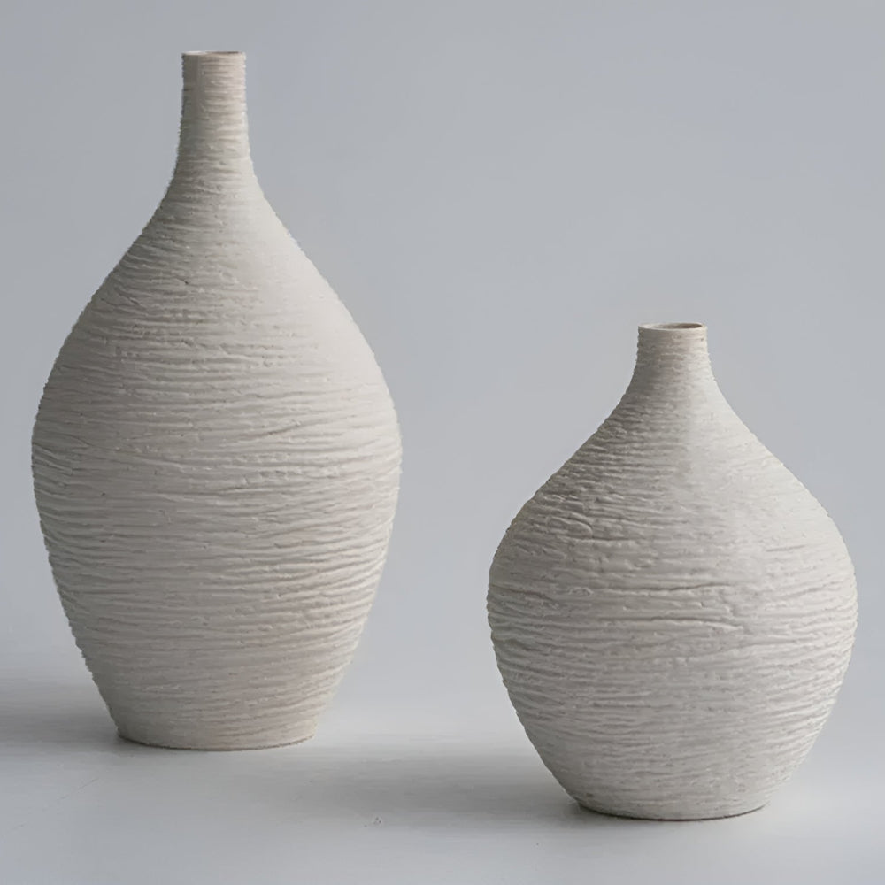 Handgemaakte Keramiek Vaas Zwart Wit Mat Scandinavisch Design voor Droogbloemen & Kunstbloemen Tafel Decoratie | Sulvida