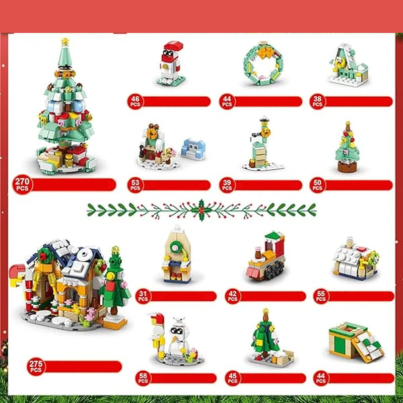 Adventskalender Bouwstenen Kerstset 24 Dagen Speelgoed Creatief Constructie Puzzel Kerst December Kinderen | Sulvida