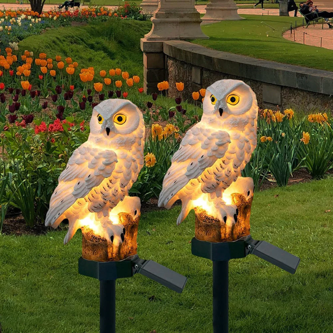 Zonne-energie tuinlamp in uildesign voor sfeervolle padverlichting buitenverlichting tuin decoratie solar | Sulvida