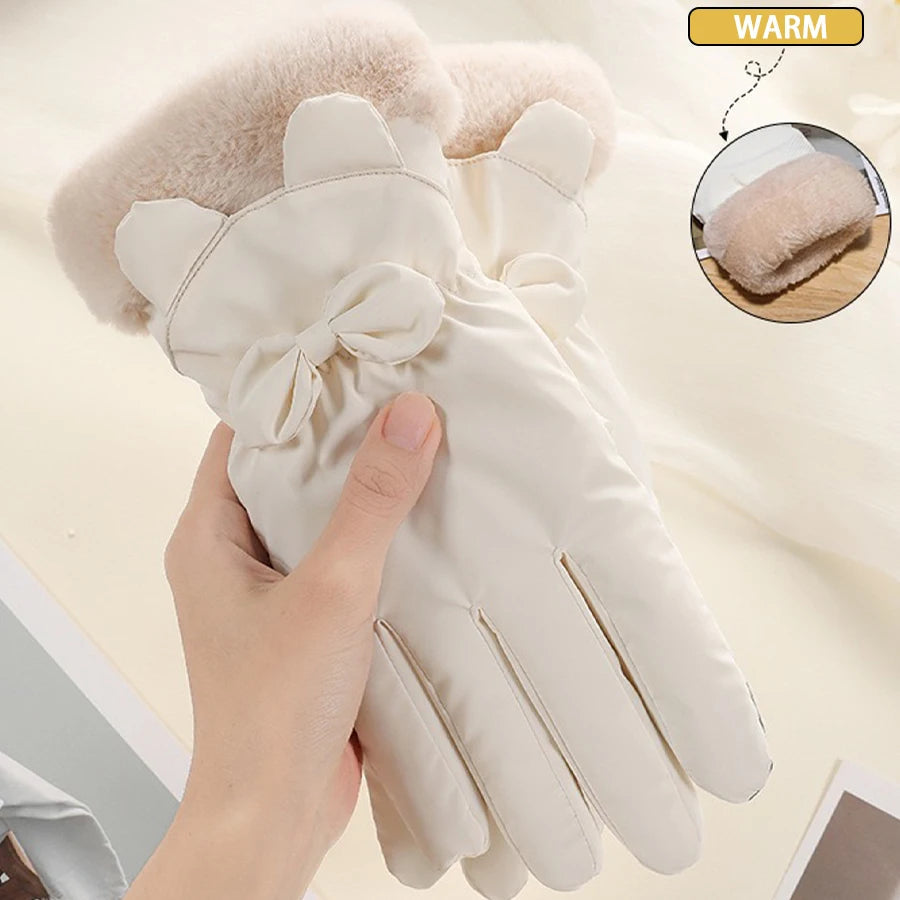 Elegante Touchscreen Winterhandschoenen voor Dames – Waterdicht Warm met Strikaccent Outdoor Fiets Mode | Sulvida