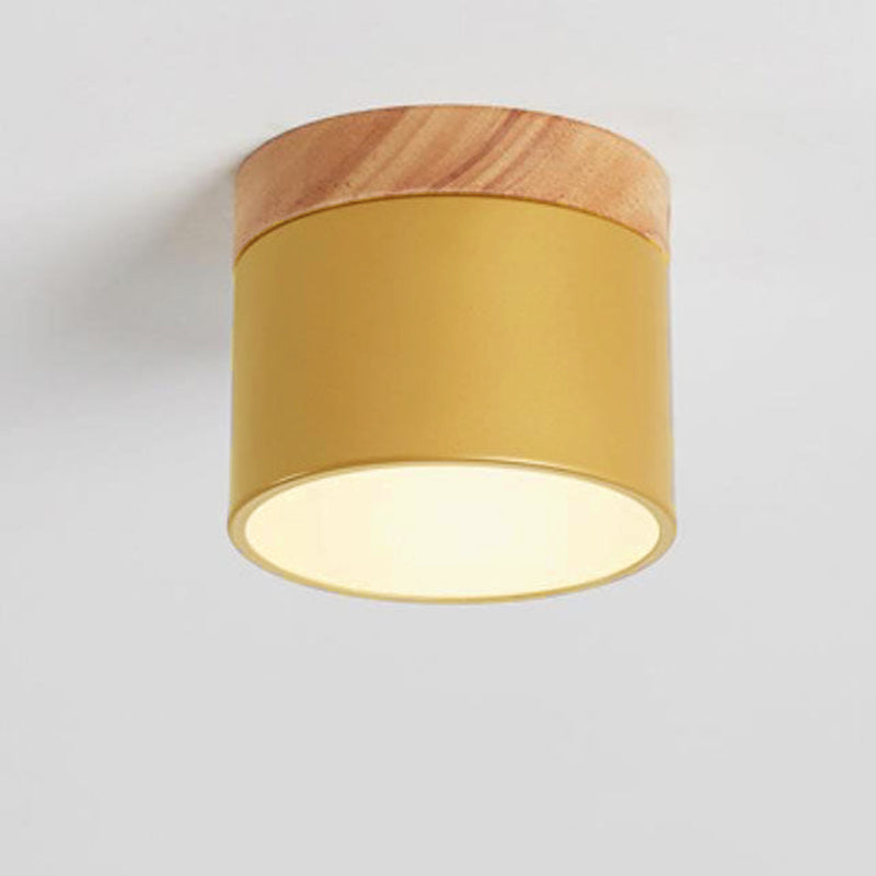 Moderne Plafondlamp Scandinavisch Minimalistisch Hout LED Klein Rond Strak Hal Slaapkamer Gang Verlichting | Sulvida