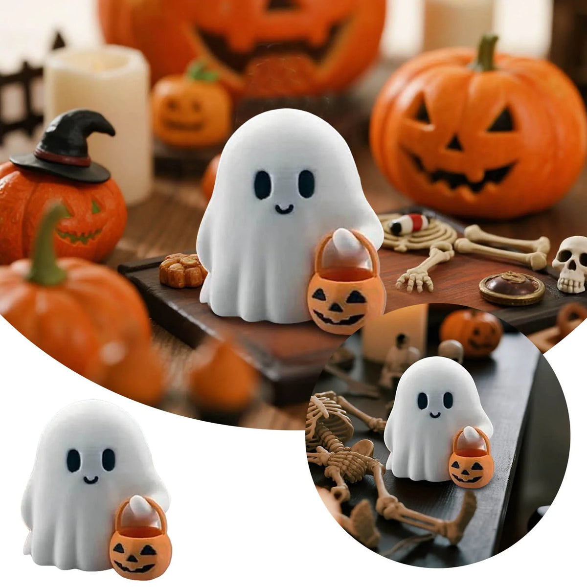 Spookjesfiguurtjes Hars Halloween Decoratieset Bureau Tafel Herfst Kastornament Seizoensdecor Griezelig | Sulvida
