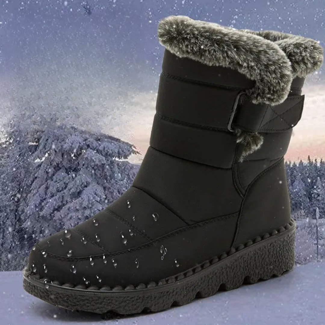 Gevoerde winterlaarzen dames waterdicht met keilhak klittenband antislip zool comfortabel warm schoeisel | Sulvida