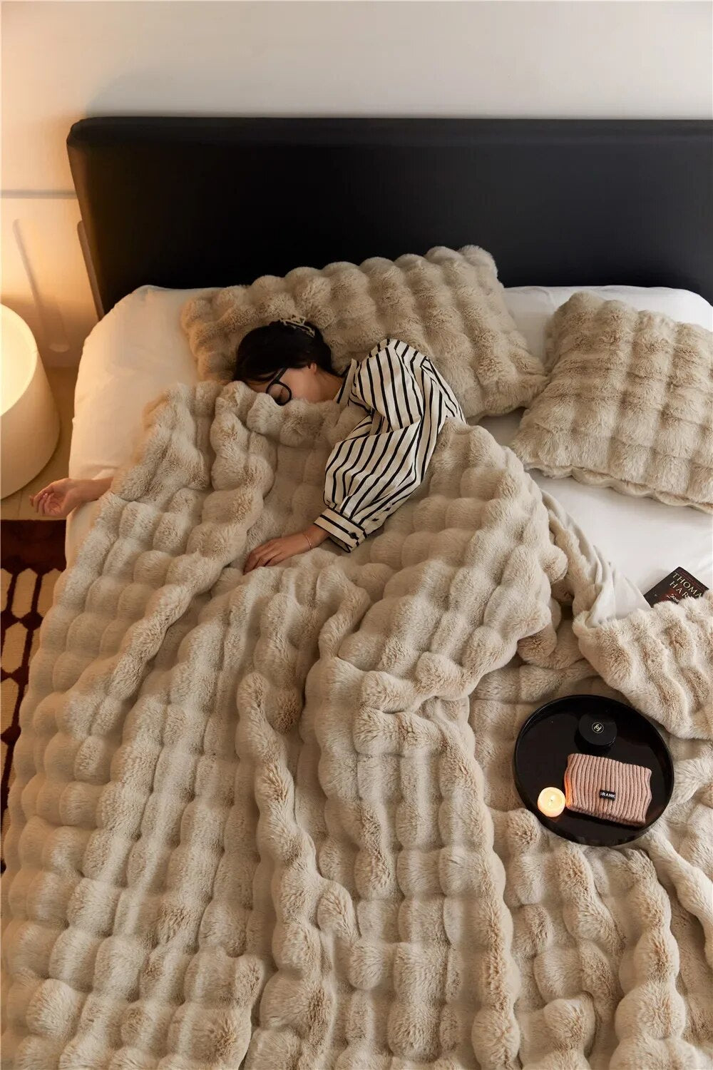 Luxe plaid pluche fleece voor bank en bed warm zacht alle seizoenen decoratief woonkamer slaapkamer deken | Sulvida