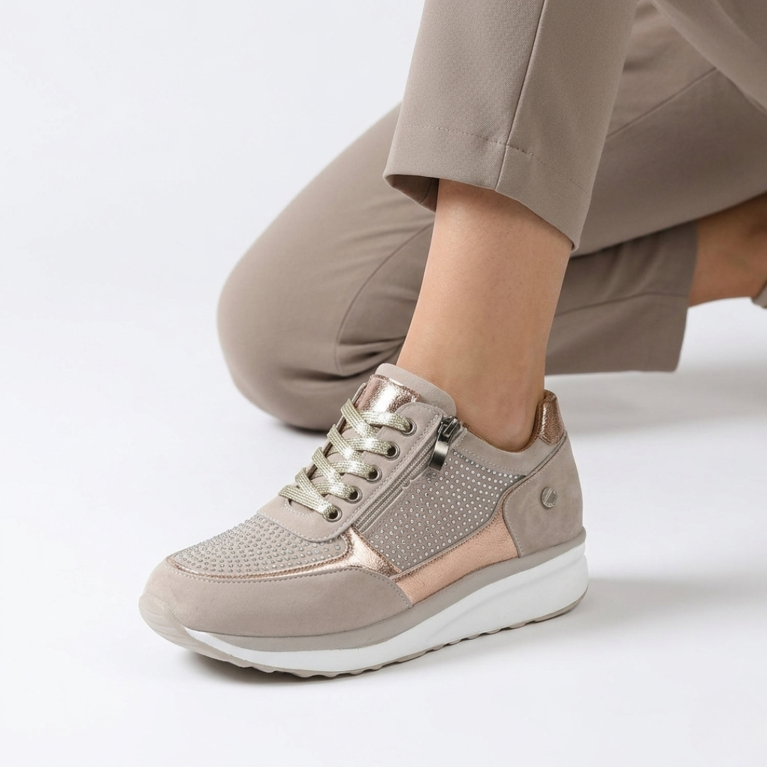 Wandelschoenen Dames PU Leer Zijrits Lichtgewicht Orthopedisch Beige Grijs Groen Blauw Ademend Comfortabel | Sulvida