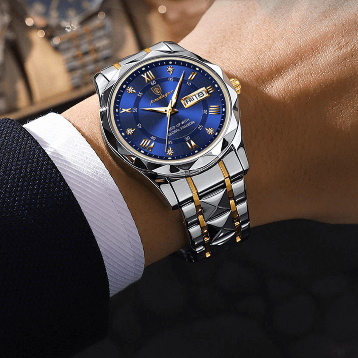 Herenhorloge Lichtgevende Wijzerplaat Roestvrijstaal 41mm Waterbestendig Datum Weekweergave Quartz Zakelijk | Sulvida