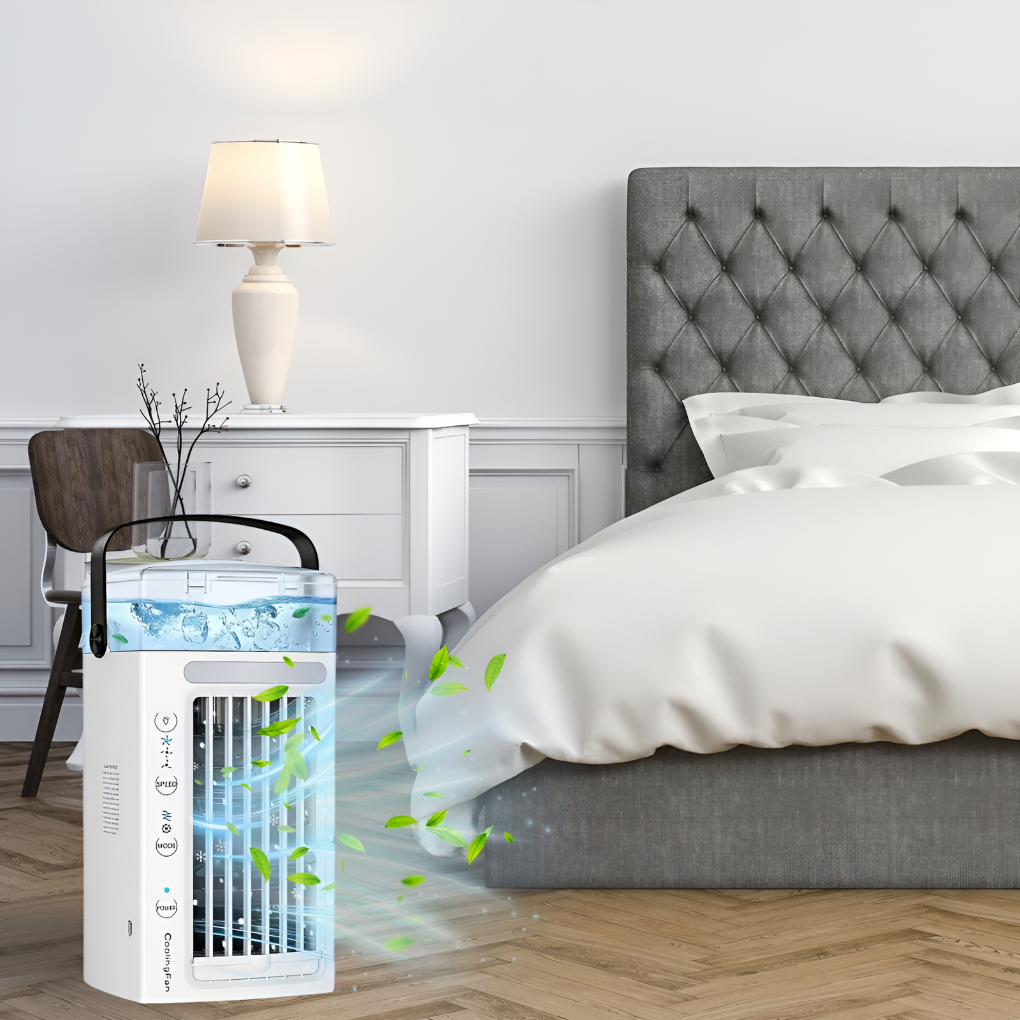 Draagbare Tafelventilator Geometrisch Design Luchtcirculatie Klein Licht Koeling Bureau Bed Balkon Terras | Sulvida