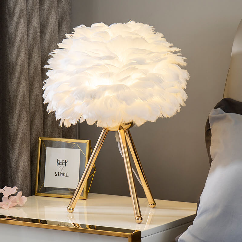 Tafellamp met Veerkap Goudkleurig Statief Zacht Licht Slaapkamer Decoratieve Lamp E27 Bureaulamp Nachtkastje | Sulvida