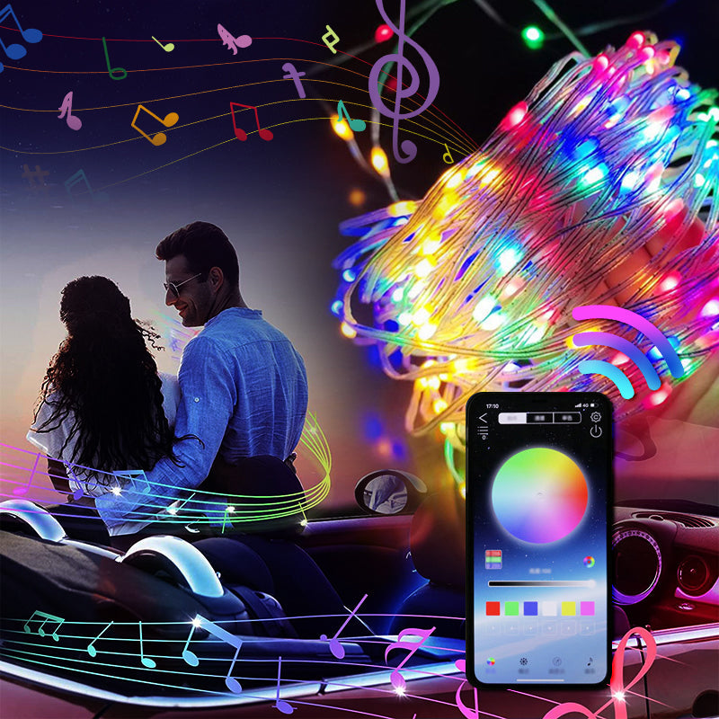 LED Lichtsnoer met Afstandsbediening en Muziekfunctie 5m 10m 20m Multicolor RGB Sfeerverlichting voor Binnen Buiten | Sulvida