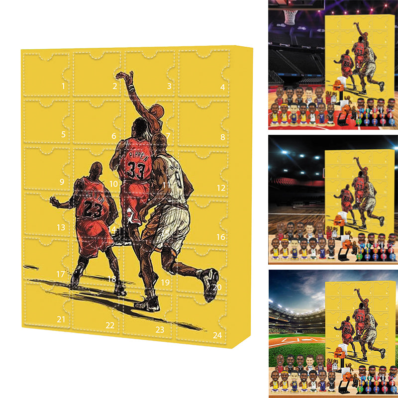 Calendrier de l’Avent de basketball avec 24 surprises, collection d’ornements et de souvenirs sur le thème de la NBA pour les fêtes | Sulvida