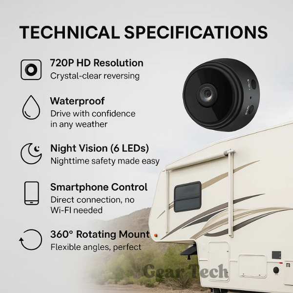 Draadloze HD Achteruitrijcamera voor Campers, Vrachtwagens en Aanhangwagens met Nachtzichtfunctie | Sulvida