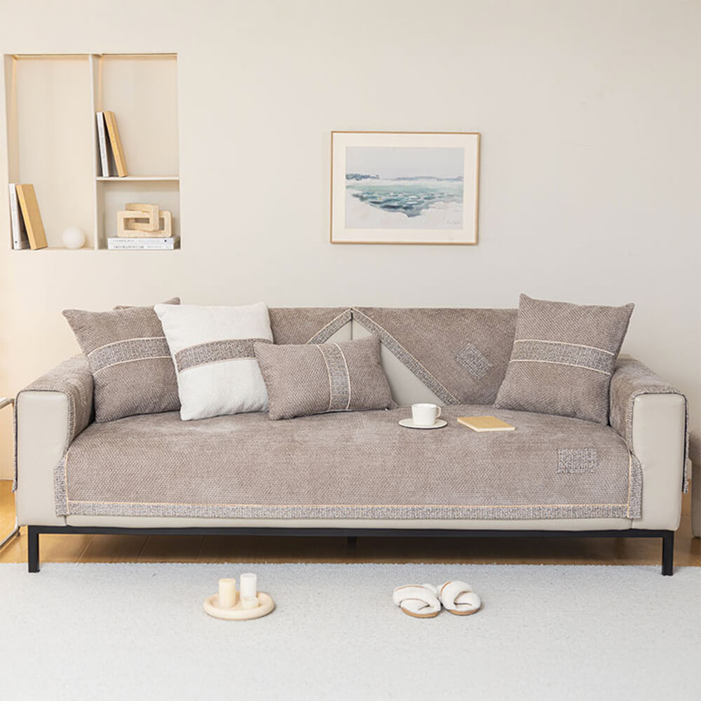 Chenille Bankbeschermer met Anti-Slip – Krasvast Bankhoes voor Bank Sofa Couch Bescherming Interieur | Sulvida