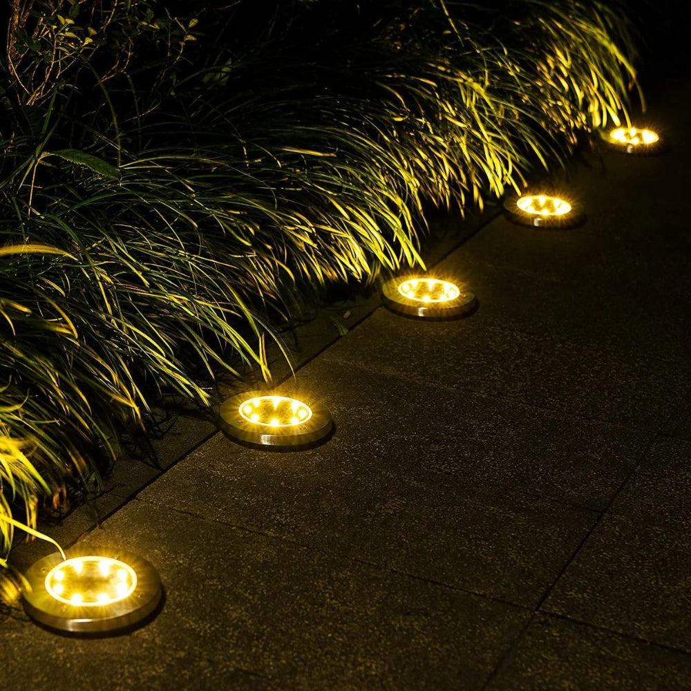 Grondspots op Zonne-Energie – LED Padverlichting voor Tuin Oprit Terras Automatisch – 8 LEDs Waterdicht IP65 | Sulvida