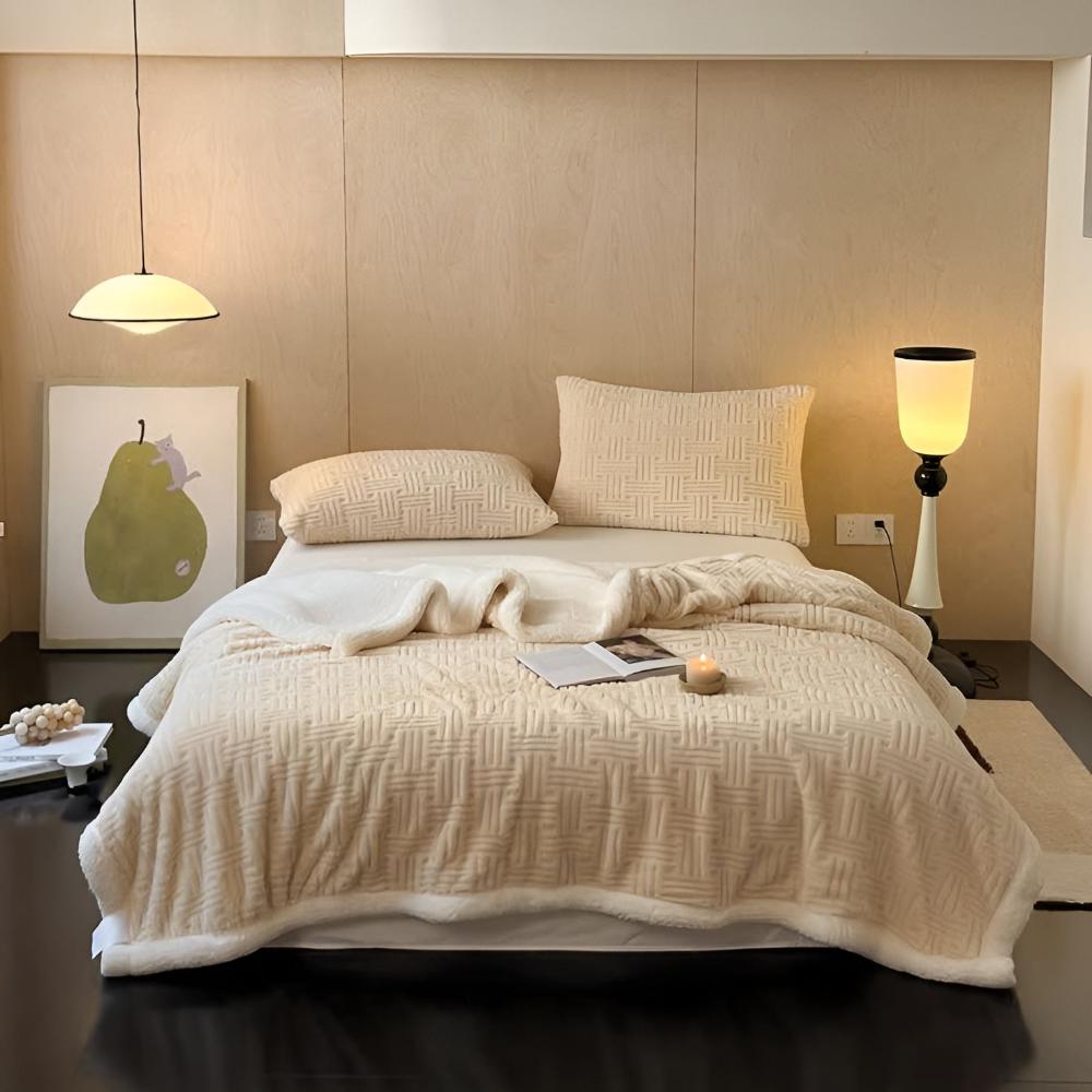Sherpa Plaid Dubbel Gelaagd Fleece Geweven Patroon Warm Knuffeldeken Woonkamer Slaapbank Decoratief Deken | Sulvida