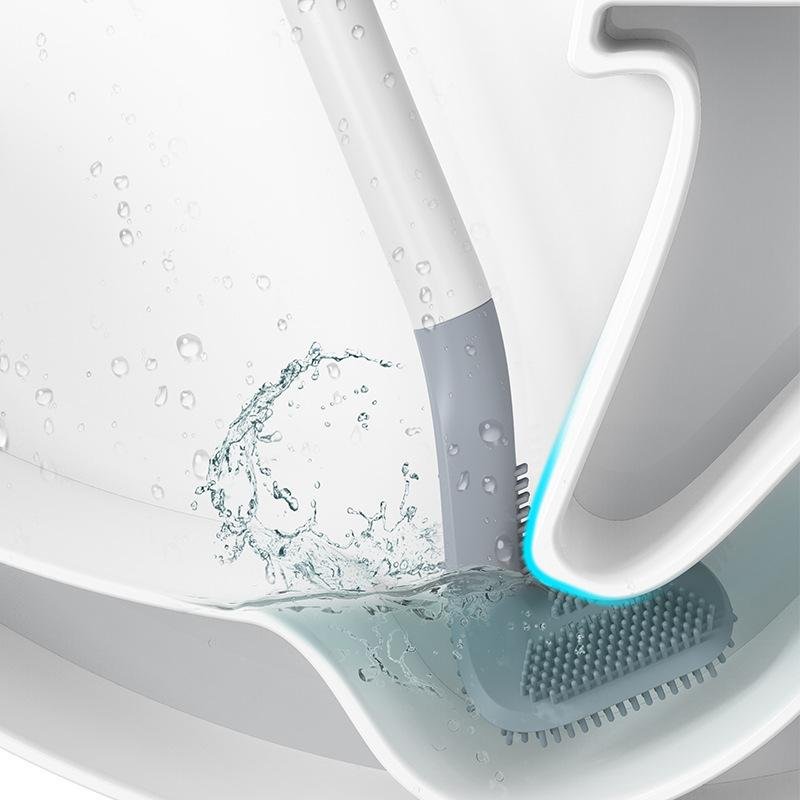 Driehoekige WC-Borstel met Wandhouder | Hygiënische Toiletborstel voor Moderne Badkamer Zonder Boren | Sulvida