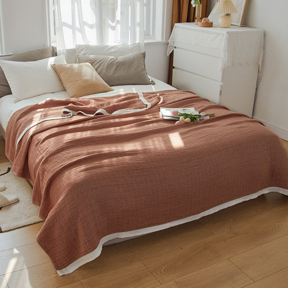 Zachte Moslindeken Zes Lagen Ademend Katoen Sprei Bank Bed Plaid Zomerdeken Dekbedovertrek Lichtgewicht | Sulvida