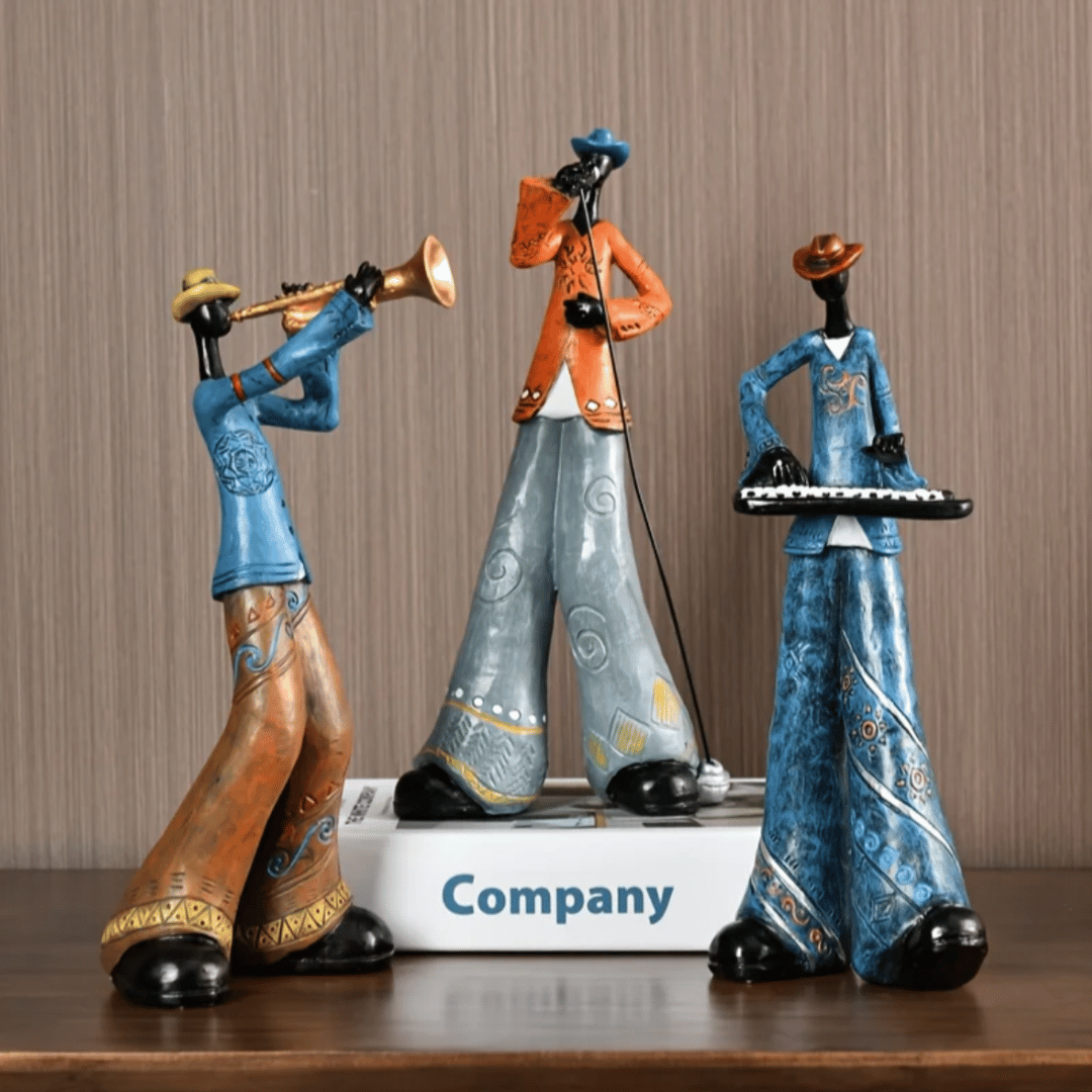 Set van 5 Decoratieve Jazzband Figuren Handgemaakte Collectie Veelkleurig Abstract Orkest Muzikanten | Sulvida
