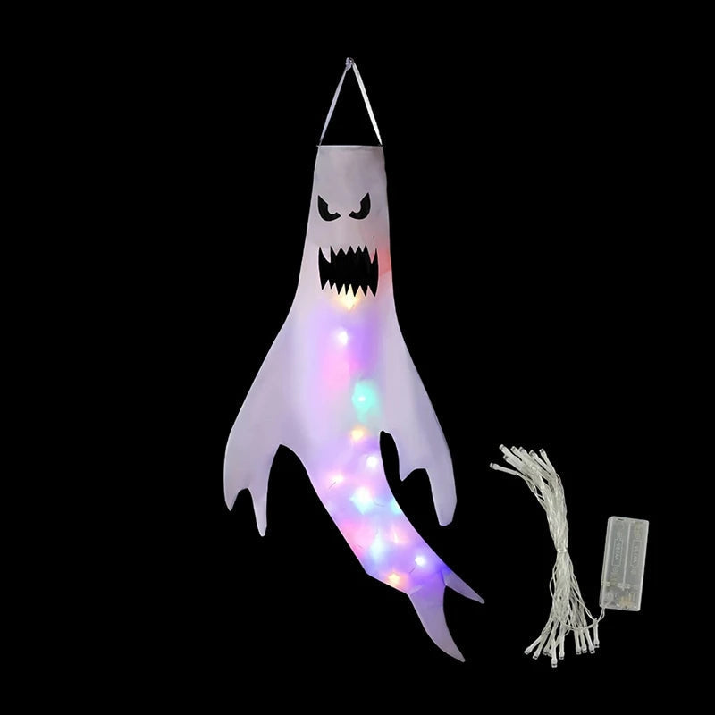 Spookwindzak met LED-verlichting Halloween Decoratie Tuin Buiten Binnen Hangend 130 cm Lichtgevend Griezel | Sulvida