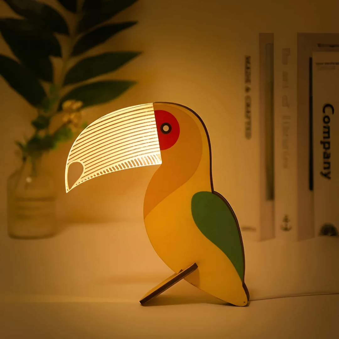 Houten Tafellamp Dierenfiguur LED Warm Wit Licht Scandinavisch Design Kinderkamer Slaapkamer Decoratief | Sulvida