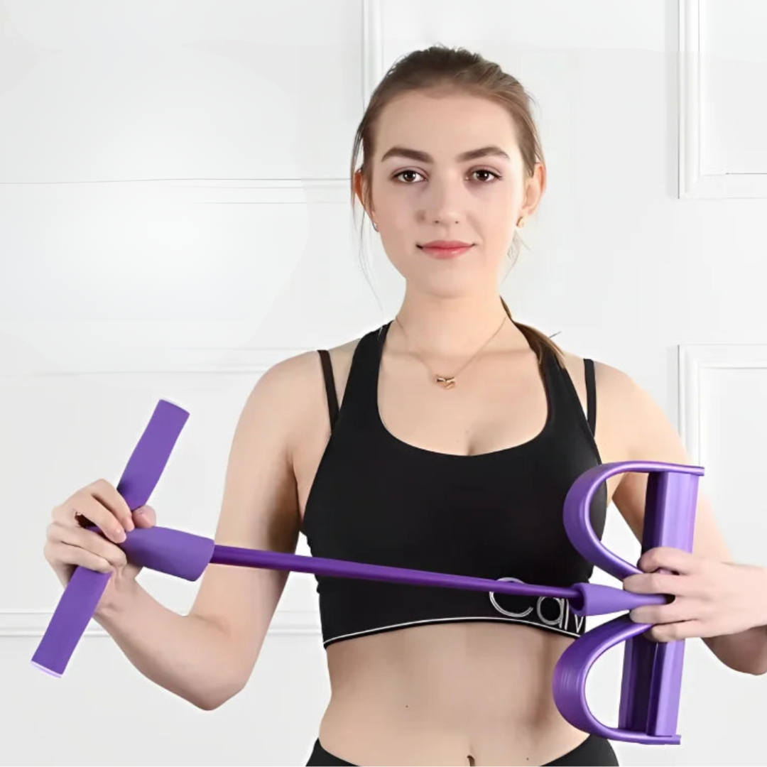Pedaalweerstandstrainer met 4 Tubes voor Benen Armen Core Thuisfitness Zittend Staand Oefenen Veelzijdig | Sulvida