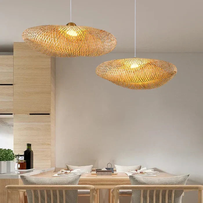 Handgeweven Rotan Hanglamp – Natuurlijke Verlichting voor een Warme Sfeer | Sulvida