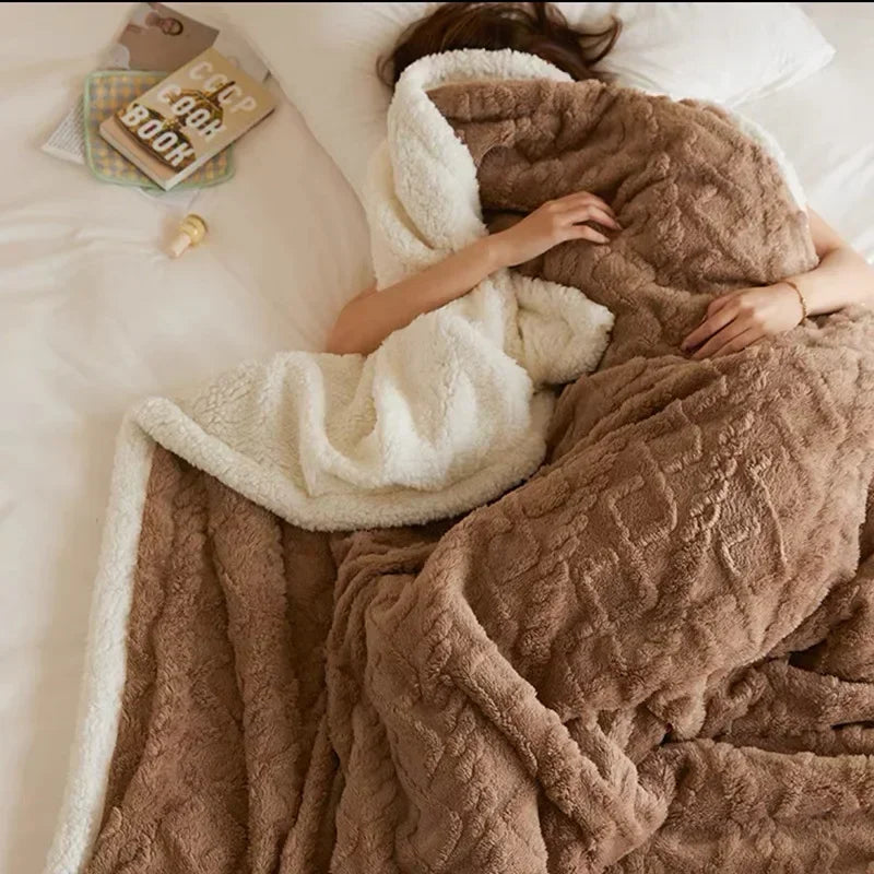 Luxe Dikke Lamswollen Winterdeken 70x100-200x230 cm WarmWool Fleece Plaid Extra Zachte Thermische Deken voor Tweepersoons- en Eenpersoonsbed | Sulvida