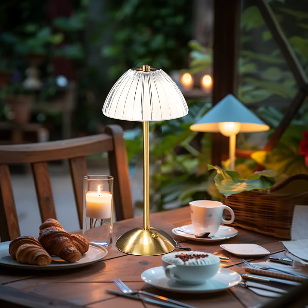Oplaadbare tafellamp met kristalglas en aanraakbediening voor sfeervol wooninterieur warm sfeerverlichting | Sulvida