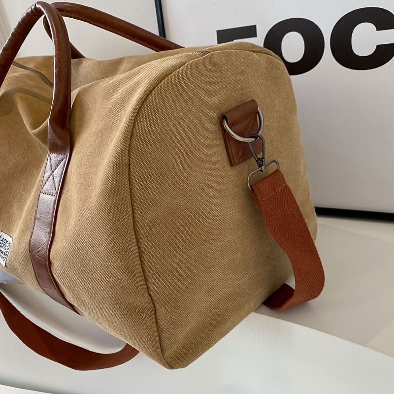 Sac de week-end vintage avec bandoulière renforcée et plusieurs compartiments, sac de voyage en toile 50 cm, vert, noir, kaki | Sulvida