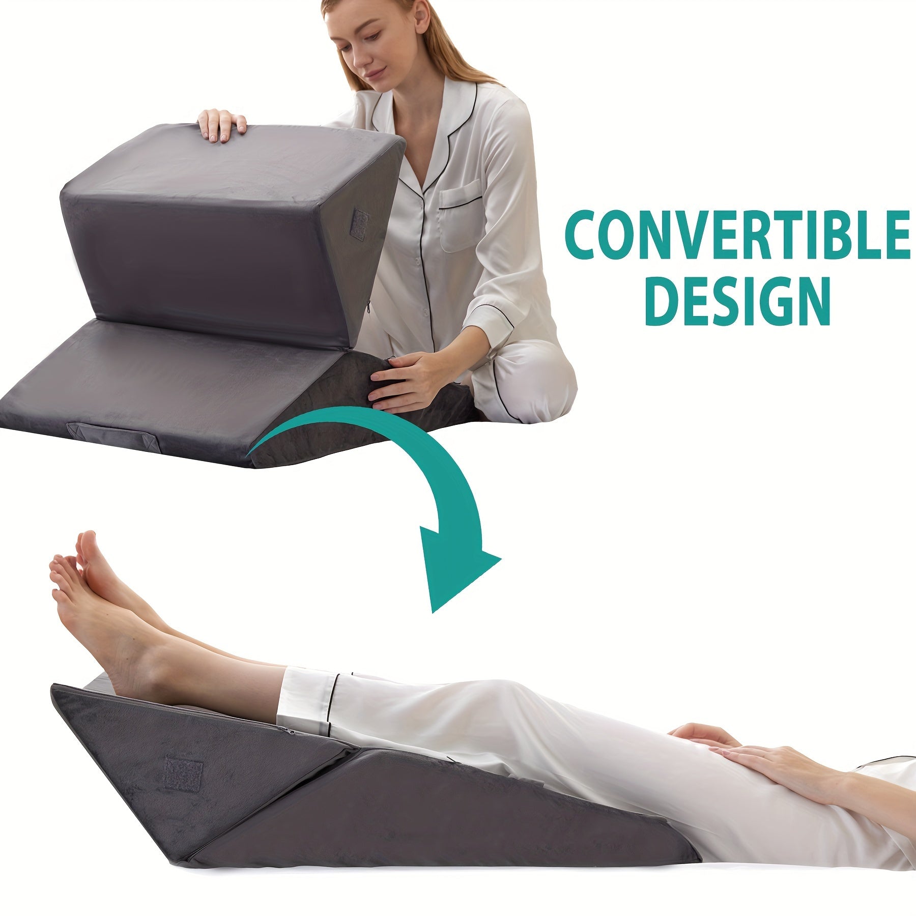 Verstelbaar Bedkussen voor Rugsteun en Benen – Comfortabel Wigkussen met Memory Foam voor Herstel en Ontspanning | Sulvida