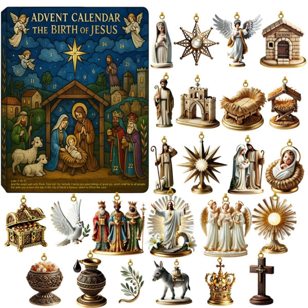 Kerstkalender met Geboortefiguren 24 Dagen Kerstverhaal Decoratie Adventskalender Kerstmis Nativity Scene | Sulvida