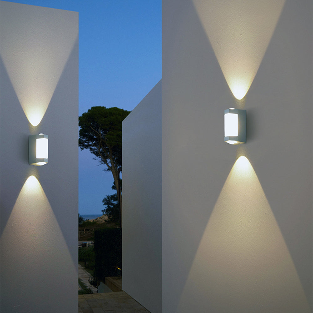 Wandlamp Buiten Dubbelzijdig Wit Zwart IP65 LED Cilinder Gevel Modern Design Terras Voordeur Waterdicht | Sulvida