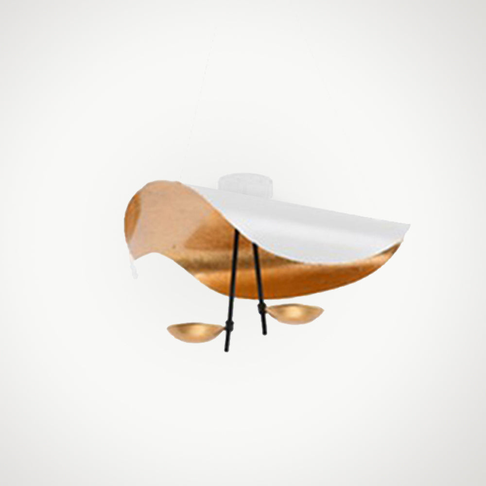 Hanglamp Metaal met Goudfolie 3 Kleuropties Warm Licht Verstelbaar Snoer Dimbaar Eetkamer Woonkamer Design | Sulvida