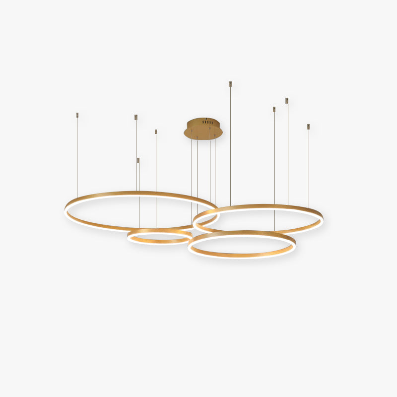 Hanglamp Metalen Ringen Zwart Goud Koffie LED Modern Dimbaar Eettafel Woonkamer Slaapkamer Verstelbaar | Sulvida