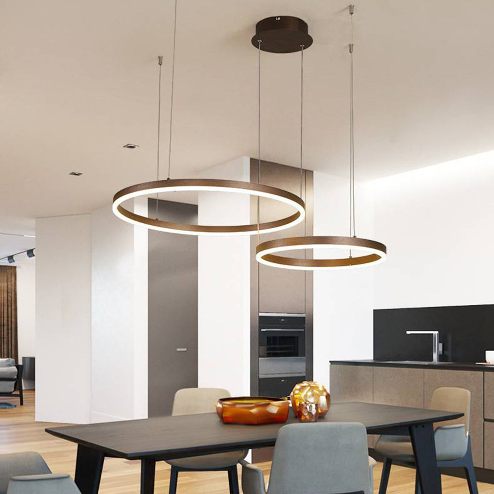 Hanglamp Metalen Ringen Zwart Goud Koffie LED Modern Dimbaar Eettafel Woonkamer Slaapkamer Verstelbaar | Sulvida