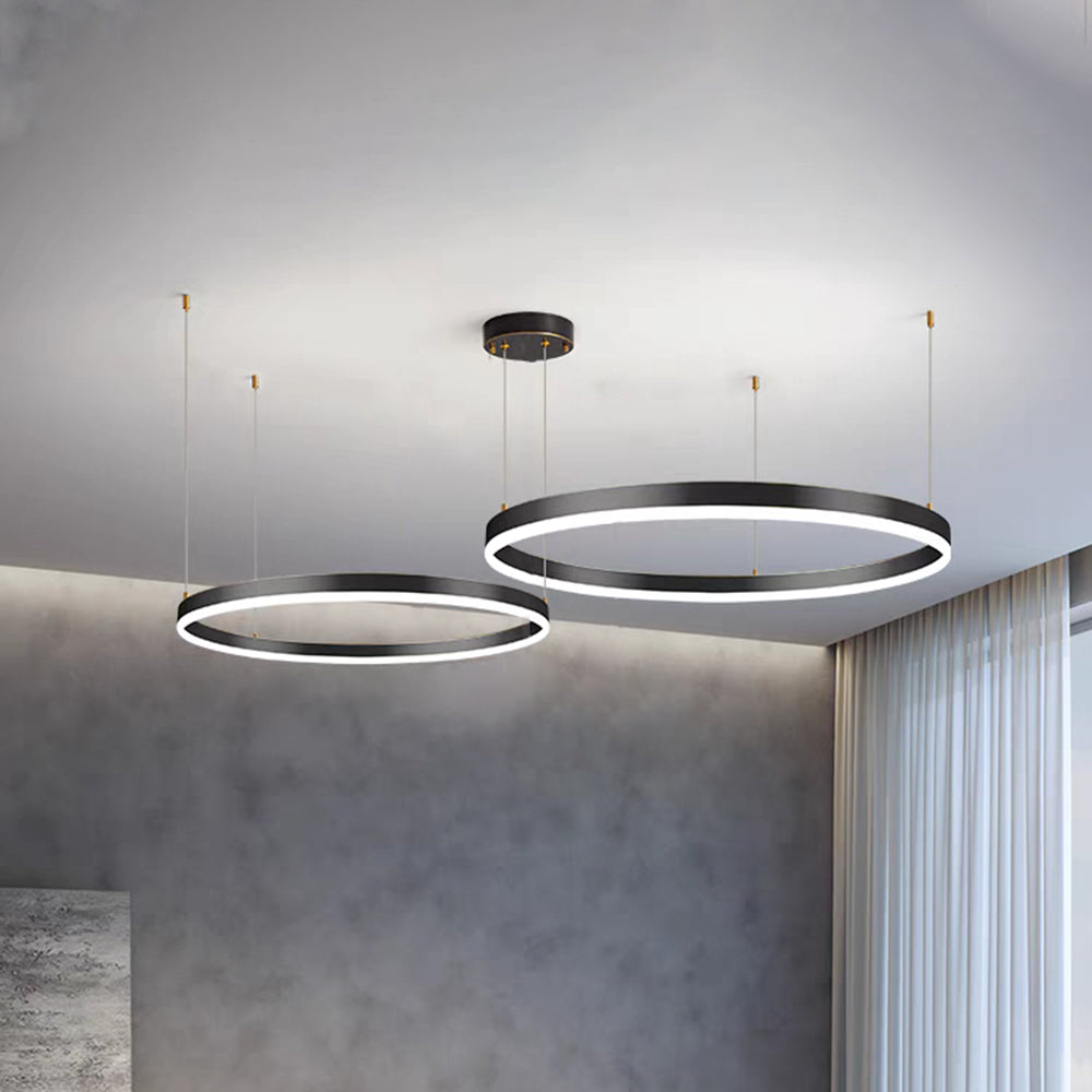 Hanglamp Metalen Ringen Zwart Goud Koffie LED Modern Dimbaar Eettafel Woonkamer Slaapkamer Verstelbaar | Sulvida