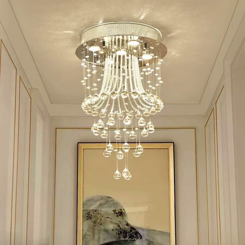 Kristallen Plafondlamp Kwal 40 cm Chroomafwerking Moderne 5-Lichts Plafonnière voor Hal Woonkamer Slaapkamer | Sulvida