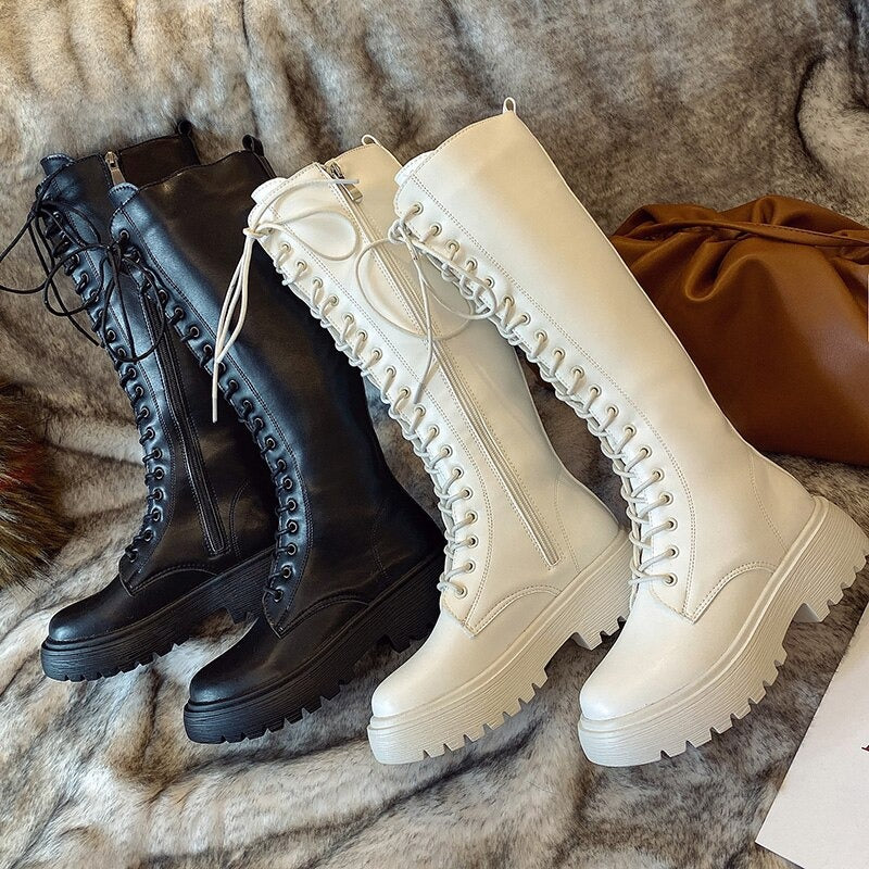Bottes confortables avec soutien orthopédique, lacets, semelle compensée et fermeture éclair latérale, chaussures pour femme, automne-hiver | Sulvida