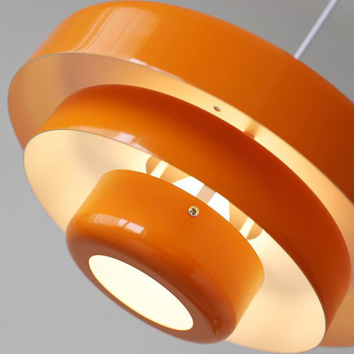 Metalen hanglamp meerlaags rond vintage design oranje groen wit voor woonkamer eetkamer hal slaapkamer | Sulvida
