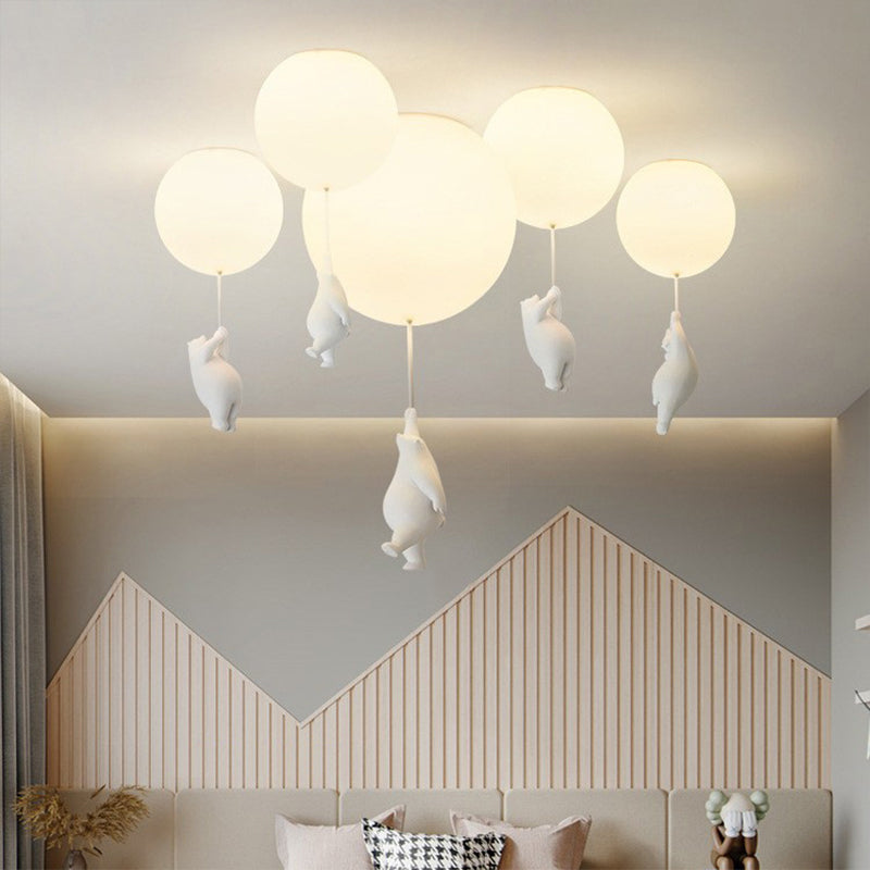 Plafondlamp Beer met Ballonnen Wit Resina Acryl LED E27 Kinderkamer Speels Design Wandlamp voor Slaapkamer | Sulvida