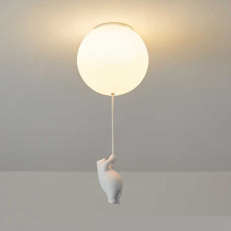 Plafondlamp Beer met Ballonnen Wit Resina Acryl LED E27 Kinderkamer Speels Design Wandlamp voor Slaapkamer | Sulvida