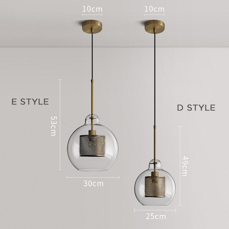Glazen Hanglamp Bol Goud Cilinder Design Verlichting Woonkamer Eetkamer Slaapkamer Moderne Plafondlamp | Sulvida