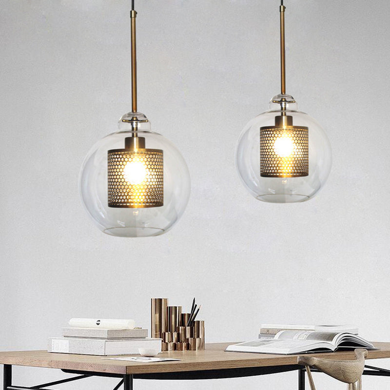 Glazen Hanglamp Bol Goud Cilinder Design Verlichting Woonkamer Eetkamer Slaapkamer Moderne Plafondlamp | Sulvida