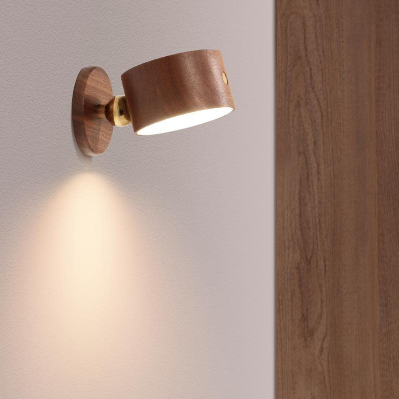 Houten wandlamp USB oplaadbaar magnetisch touchbediening dimbaar LED nachtlampje modern sfeervol design | Sulvida